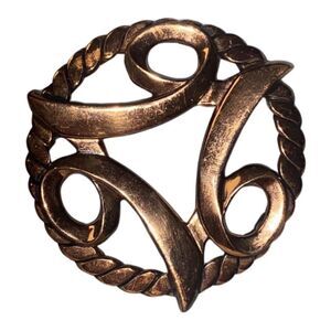 Modernist Copper Brooch Coiled Rope Perimeter Vintage Jewelry
